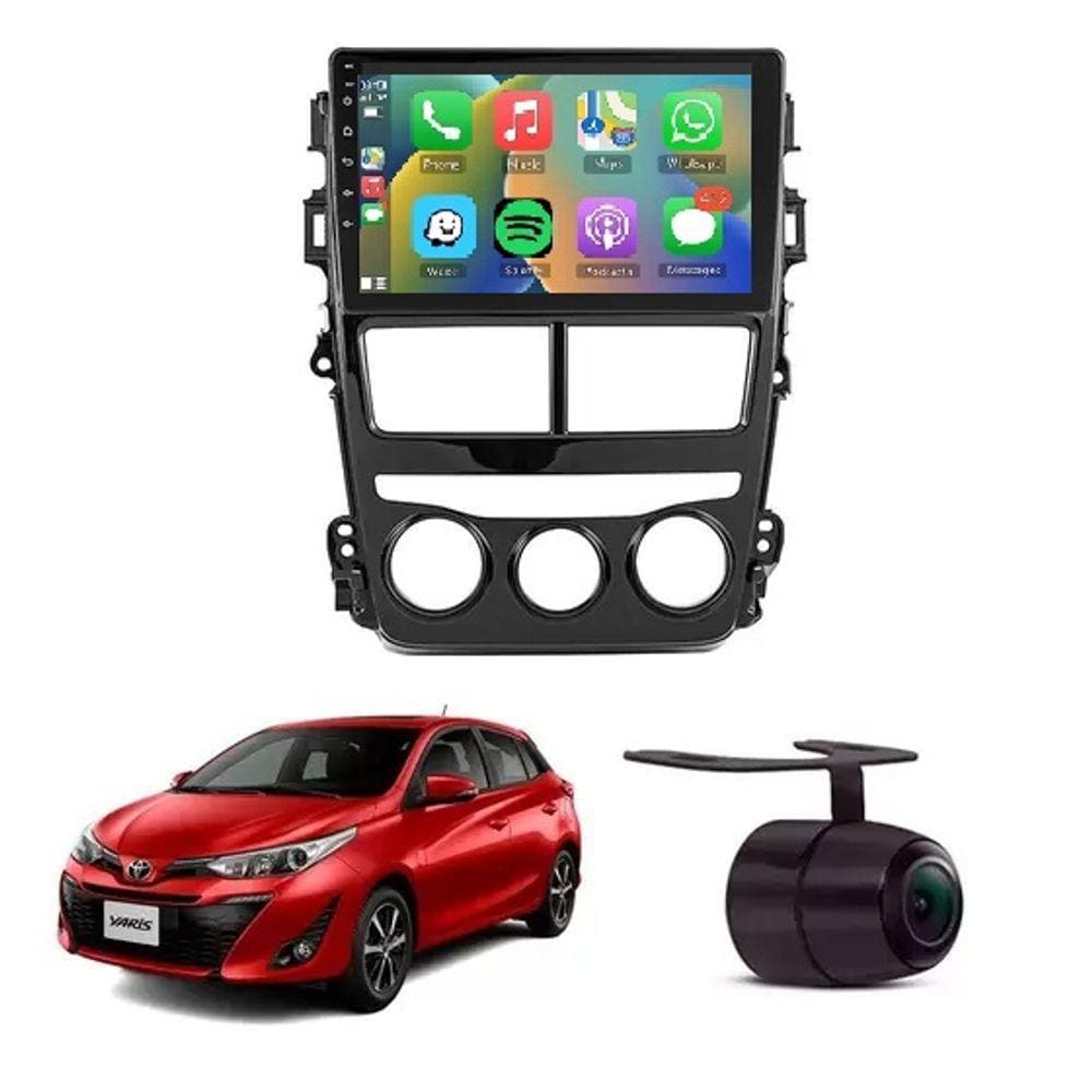 Kit Multimídia Yaris Ar Analogico FM USB Bt CarPlay AndroidAuto 9 Pol - T150