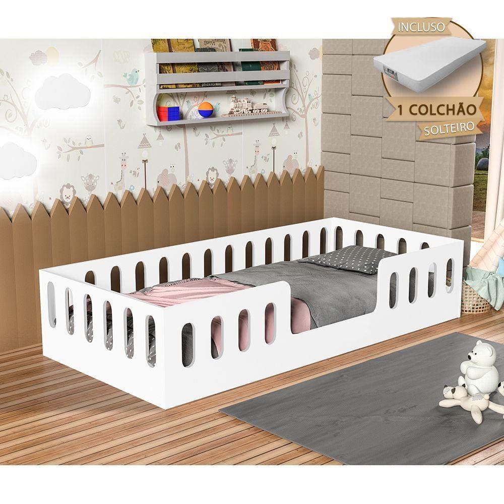 Cama Helo Solteiro Com ColchãoBranca Branco