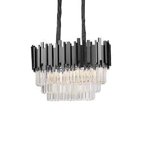Lustre Pendente Blumenau Midas Retangular 60 E14 Bivolt Preto