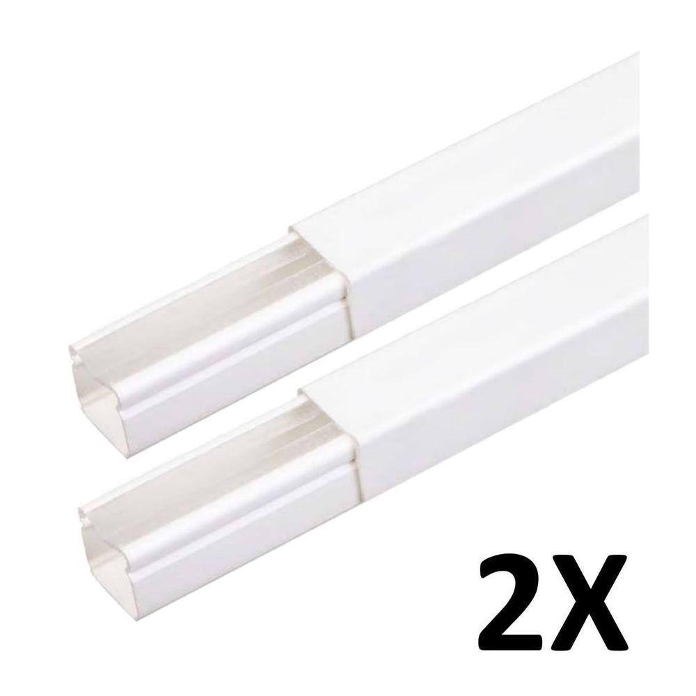 Kit 2 Canaletas Cabos Fios Fita Dupla Face 2Mt Branco