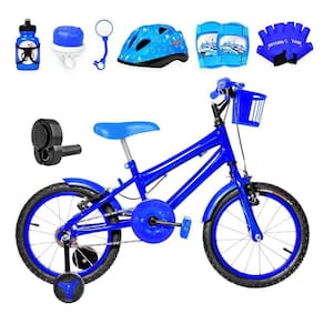 Bicicleta Infantil Aro 16 Alumínio Kit Premium Azul