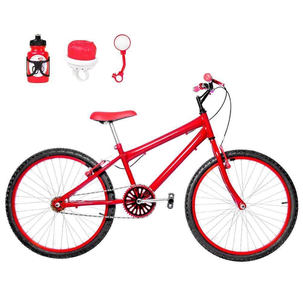 Bicicleta Infantil Masculina Aro 24 Alumínio Vermelha