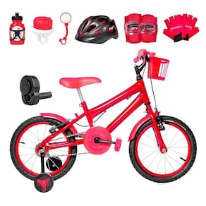 Bicicleta Infantil Aro 16 Alumínio Kit Premium Vermelha