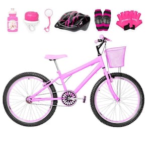 Bicicleta Infantil Feminina Aro 24 Aero Kit Proteção Rosa