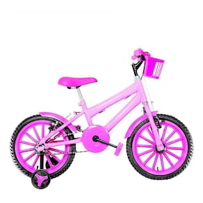 Bicicleta Infantil Feminina Aro 16 Nylon Rosa e Pink