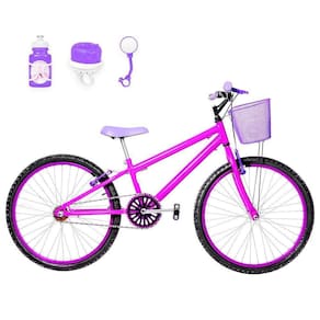Bicicleta Infantil Feminina Aro 24 Alumínio Pink E Violeta
