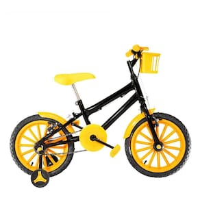 Bicicleta Infantil Masculina Aro 16 Nylon Preta e Amarela