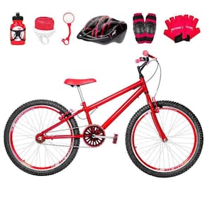 Bicicleta Infantil Aro 24 Aero Kit Proteção Vermelha