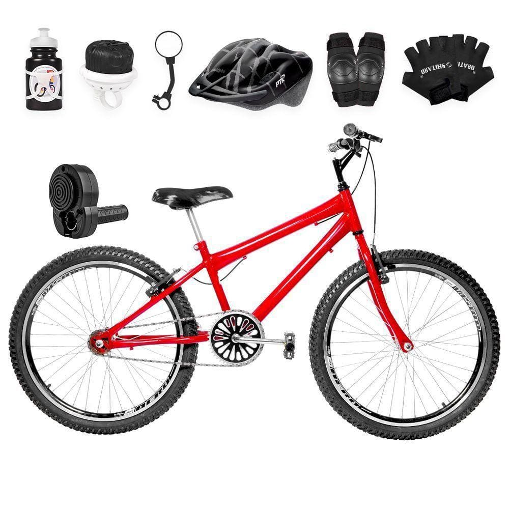 Bicicleta Infantil Aro 24 Aero Kit Premium Vermelha E Preta