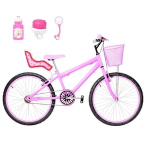 Bicicleta Infantil Aro 24 Alumínio E Cadeirinha Rosa