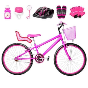 Bicicleta Infantil Feminina Aro 24 Alumínio Kit Premium Pink