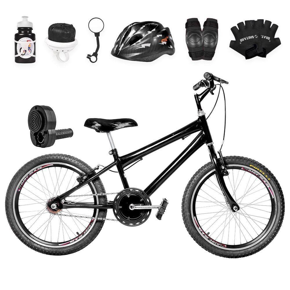 Bicicleta Infantil Masculina Aro 20 Aero + Kit Premium Preta