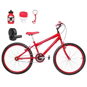 Bicicleta Infantil Aro 24 Alumínio E Acelerador Vermelha