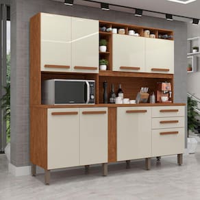 Armário para Cozinha 8 Portas 2 Gavetas Antonela IMOP Móveis - Cinamomo OFF White
