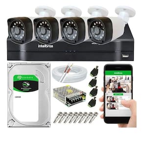 Kit Cftv 4 Câmeras Segurança Hd 720p Dvr Mhdx Intelbras