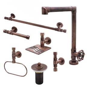 Kit Torneira E Acessórios Rustico Banheiro Completo 7 Peças