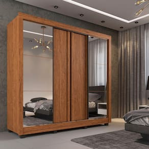 Guarda Roupa Casal com Espelho 4 Portas 6 Gavetas Portinari Prime IMOP Móveis - Cinamomo