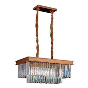 Lustre Dourado com Cristais 60cm 8E14
