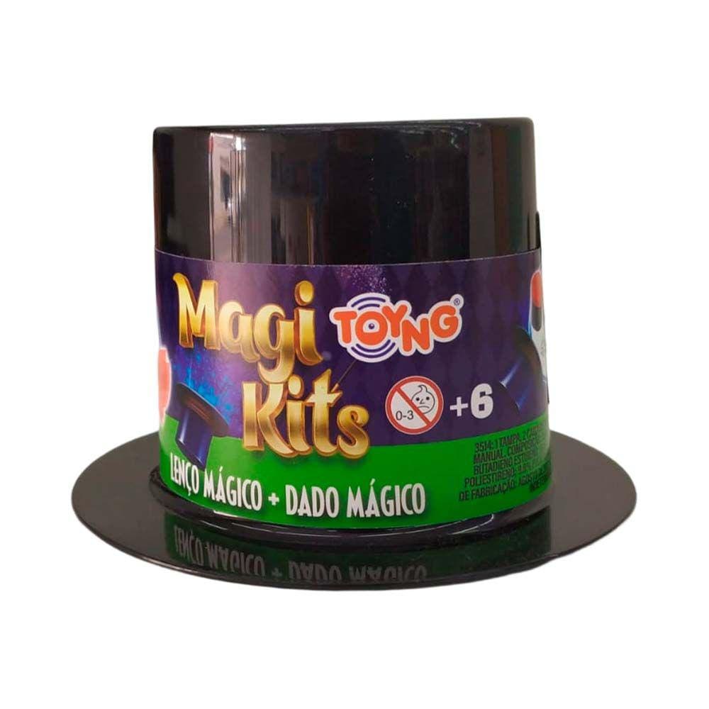 Kit Truques Mágicas Infantil - Cartola - MagiKits - Lenço e Dado Mágico - Toyng