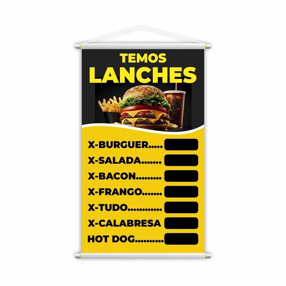 Banner Temos Lanches Hamburguer Xis Comida Preço 80X50Cm