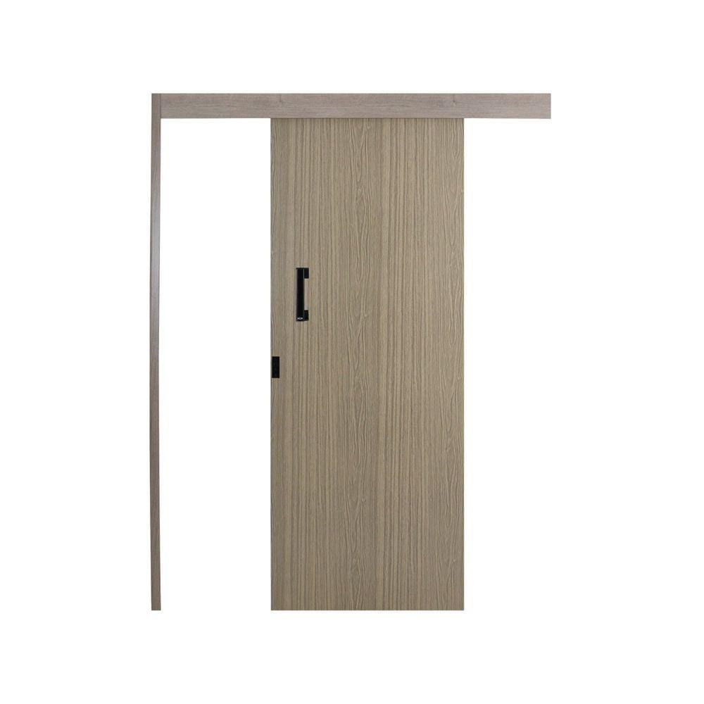 Porta de Correr Madeira 215x80cm Sobrepor Reversível Melamínico MGM Marrom
