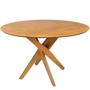 Mesa de Jantar Redonda 120cm Tampo Madeira Maciça Lisboa Nozes