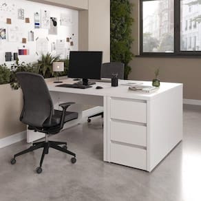 Conjunto Home Office 4 Peças 2 Mesas 120cm 2 Gaveteiros CabeCasa MadeiraMadeira Branco