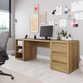 Conjunto Home Office 3 Peças 1 Mesas 120cm 1 Gaveteiro 1 Nicho CabeCasa MadeiraMadeira Rovere