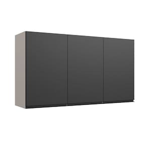 Armário Aéreo de Cozinha 120cm 3 Portas Fumê/Grafite