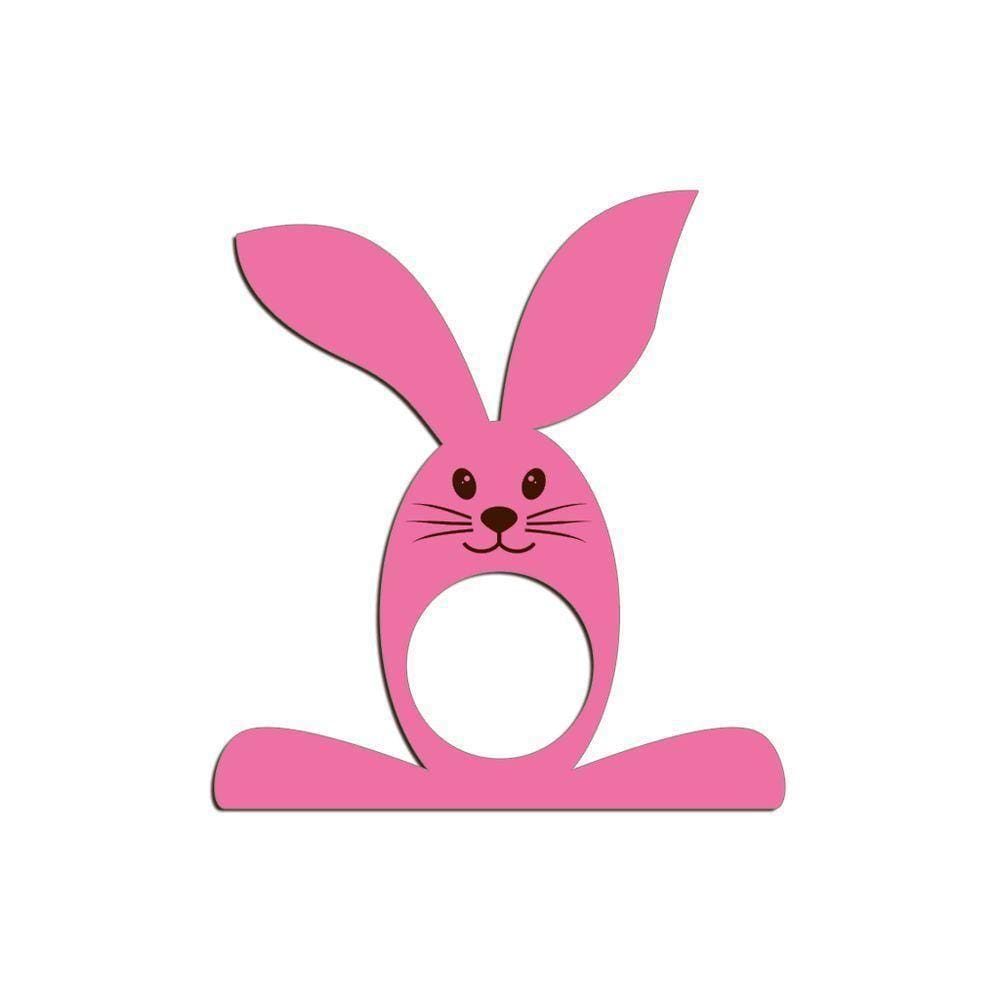 Porta Guardanapo Coelho Com Carinha 9cmx9,8cm Kit 4 Peças - Cria Arte Laser Rosa