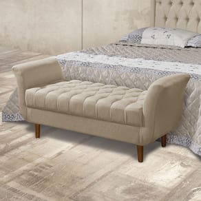 Divan Barcelona 1,30 Linho Bege Claro Grupo 1- 1/24 - Atraente Móveis - Cor: Bege