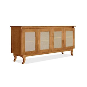 Buffet Aparador Tela 4P Madeira Maciça Deltan - Imbuia - Cor: Marrom