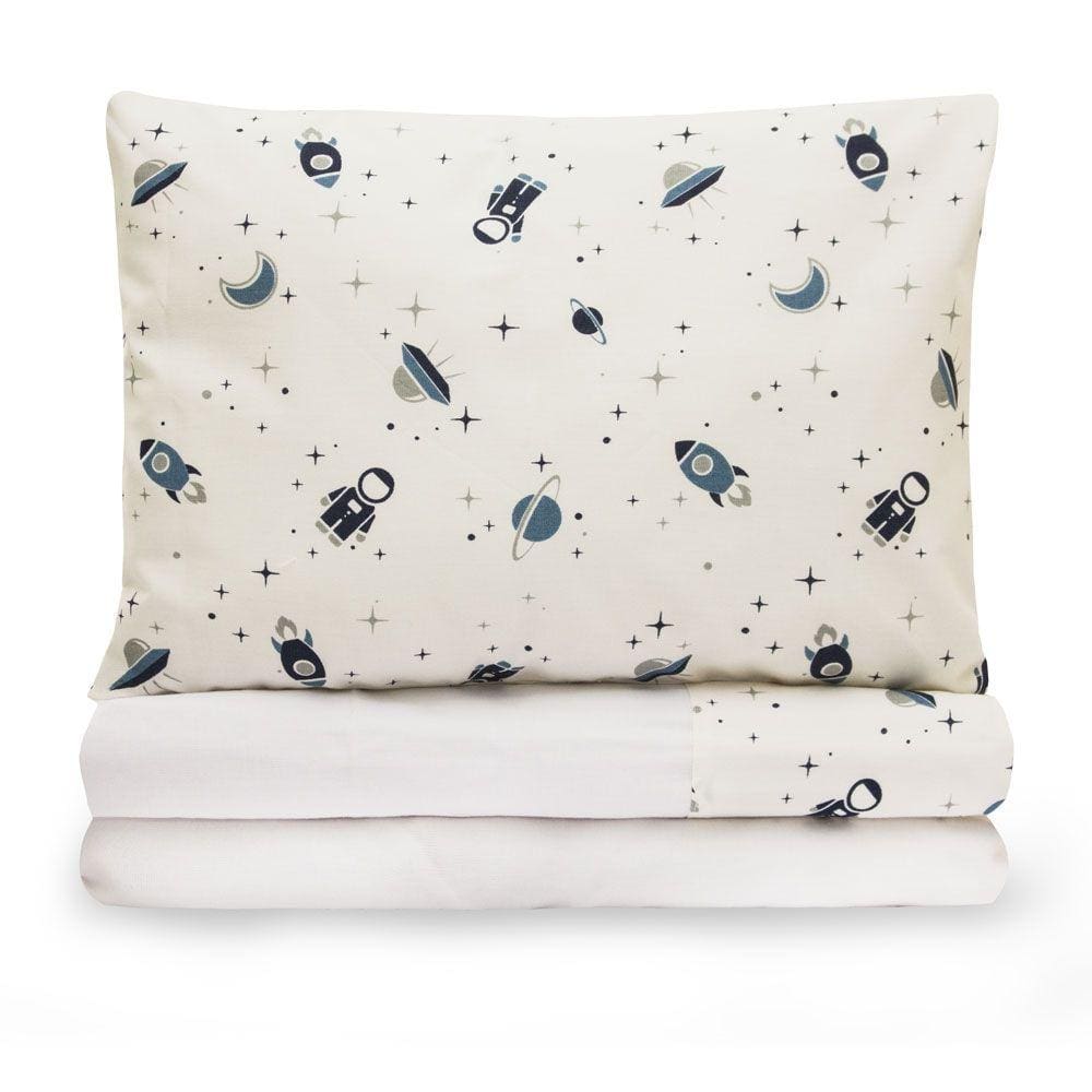 Jogo de Lençol para Berço Americano 100% Algodão 3 Peças - Space