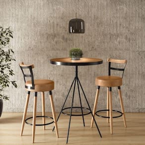 Conjunto Mesa Bistrô e 2 Banquetas Moscou Salaone Marrom/Preto