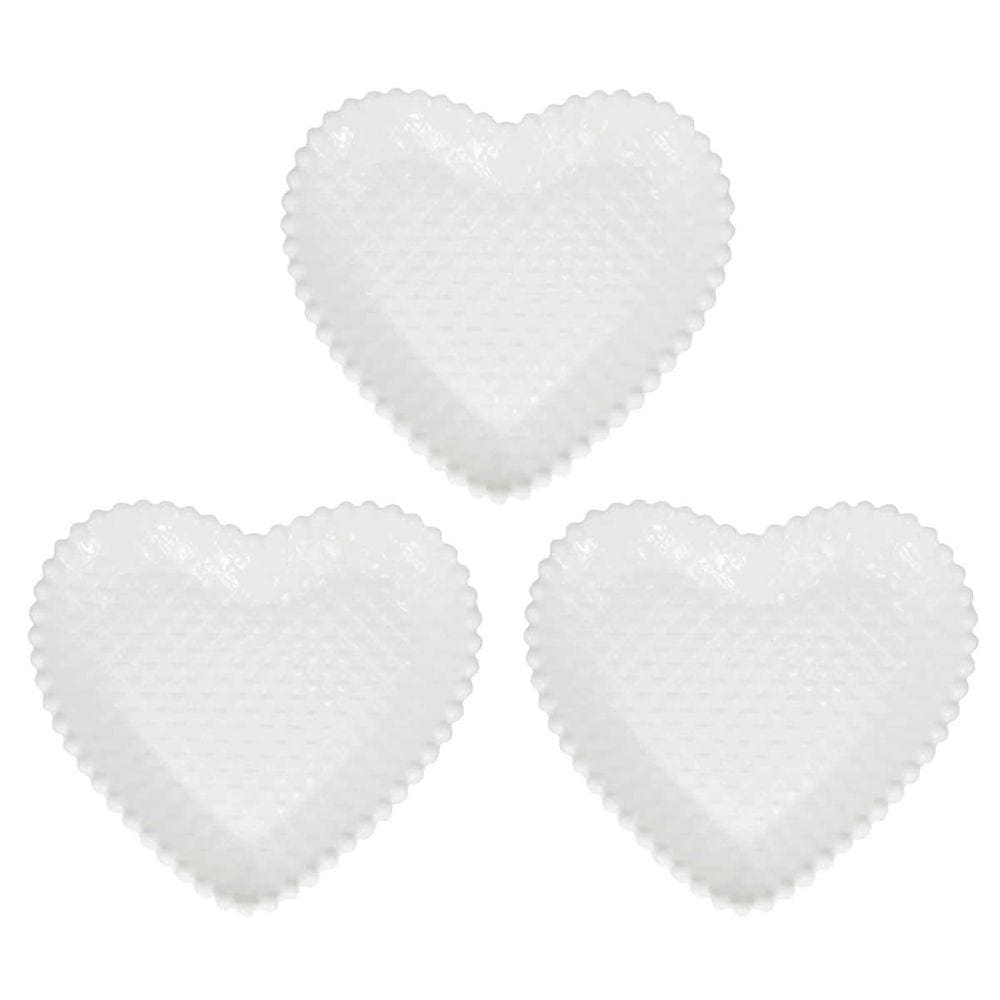 Kit 3Un Prato Petiscos Porcelana Coracao Branco Ball Edge