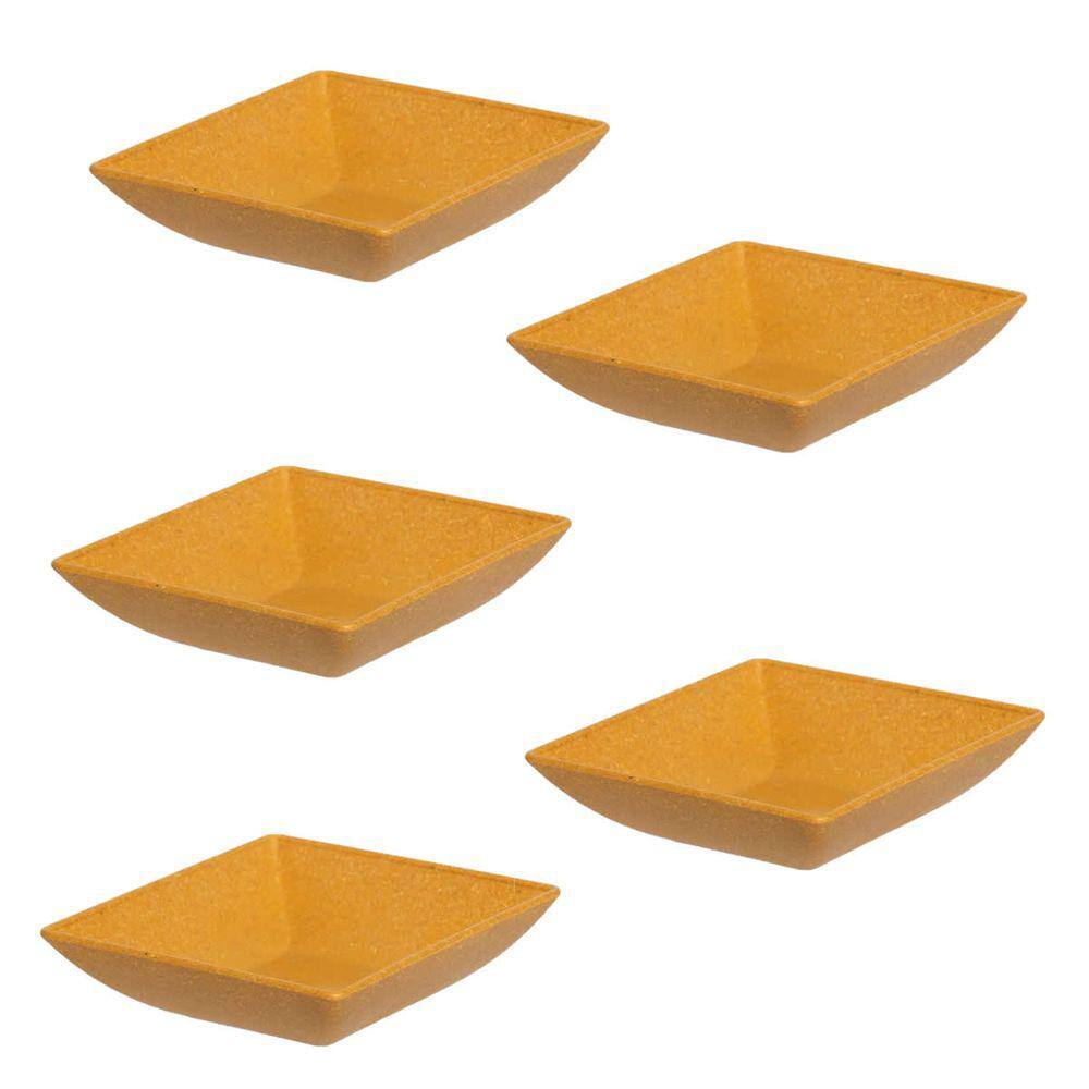 Kit 5Un Mini Petisqueira Quadrado Aperitivos Marrom Claro