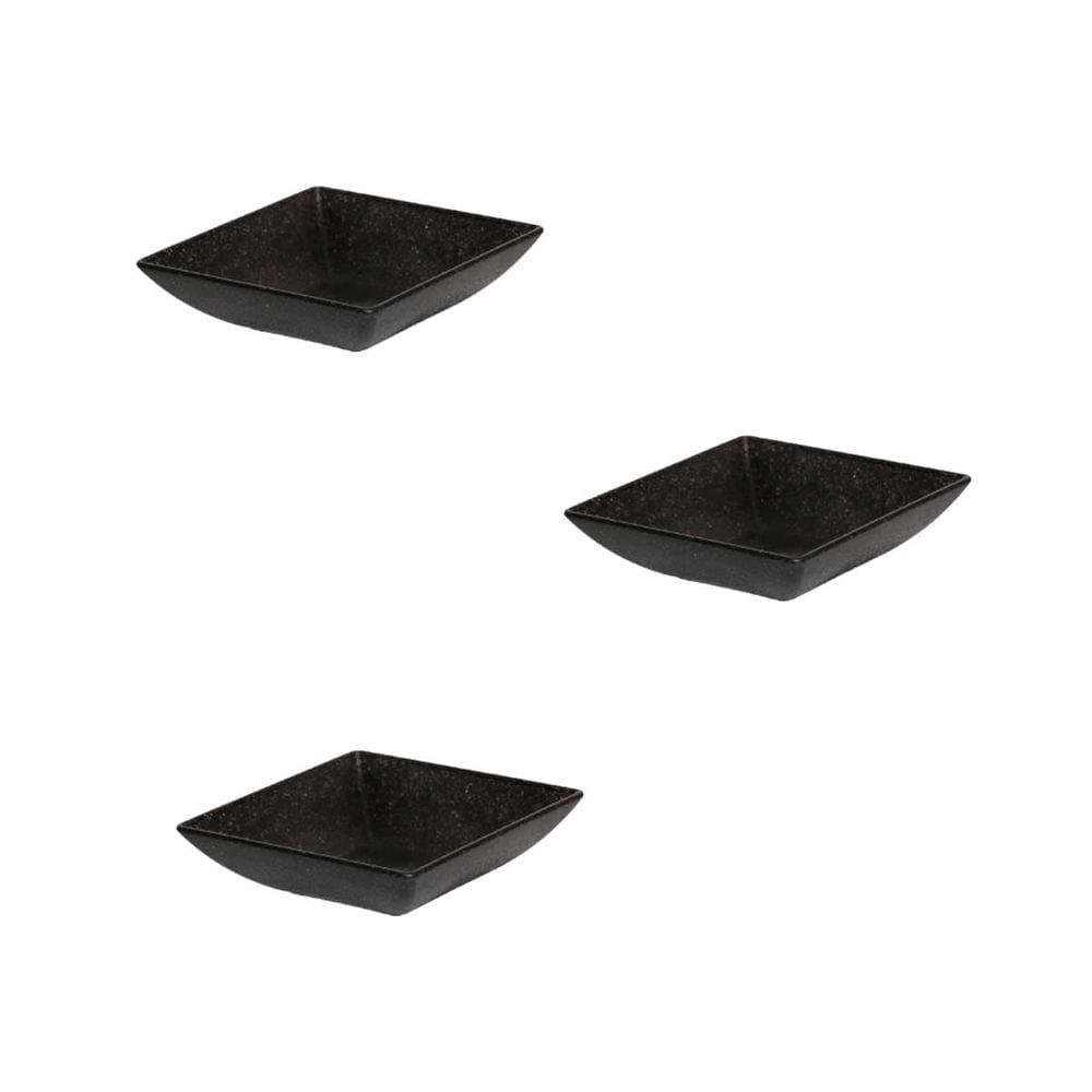 Kit 3Un Prato Mini Petisqueira Quadrado Aperitivos Preto