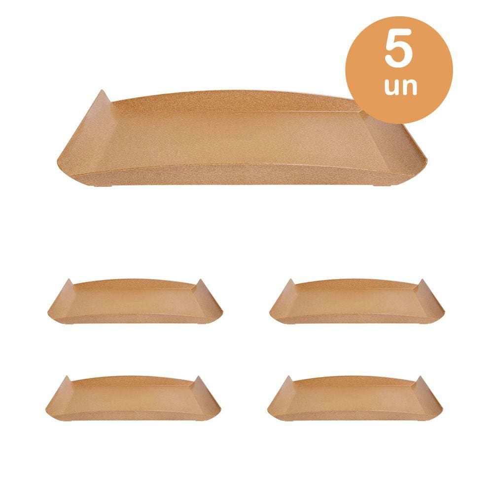 5un BANDEJA ZEN PETISQUEIRA  34X18CM TRAVESSA MARROM CLARO