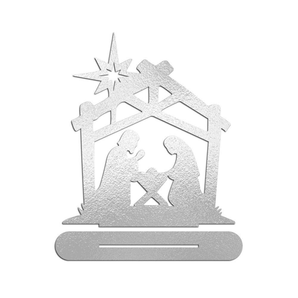 Presépio 01 Com Base 18cmx20cm - Cria Arte Laser Prata