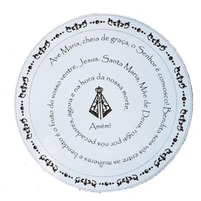 Mandala Oração Ave Maria Mdf Branco 30cm
