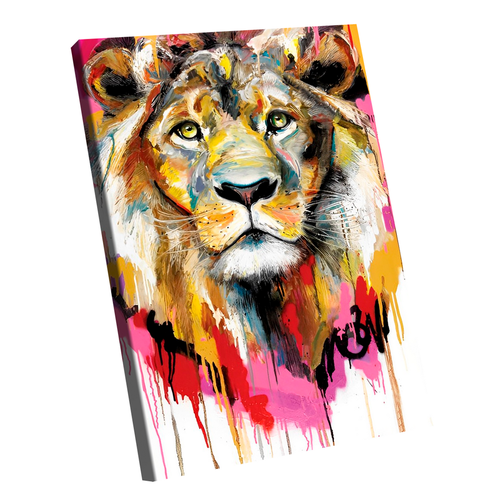 Quadro Leão Grafite Color Pequeno 60x40