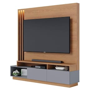 Estante Home Theater para TV 75 Pol. com LED 180cm Maitê C05 Freijó/Cinza Fosco - Mpozenato