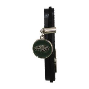 Pulseira Philadelphia Eagles Nfl Preto Com Pingente Metálico