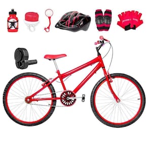 Bicicleta Infantil Aro 24 Alumínio Kit Premium Vermelha