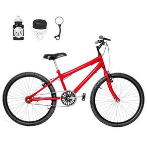 Bicicleta Infantil Aro 24 Alumínio Vermelha E Preta
