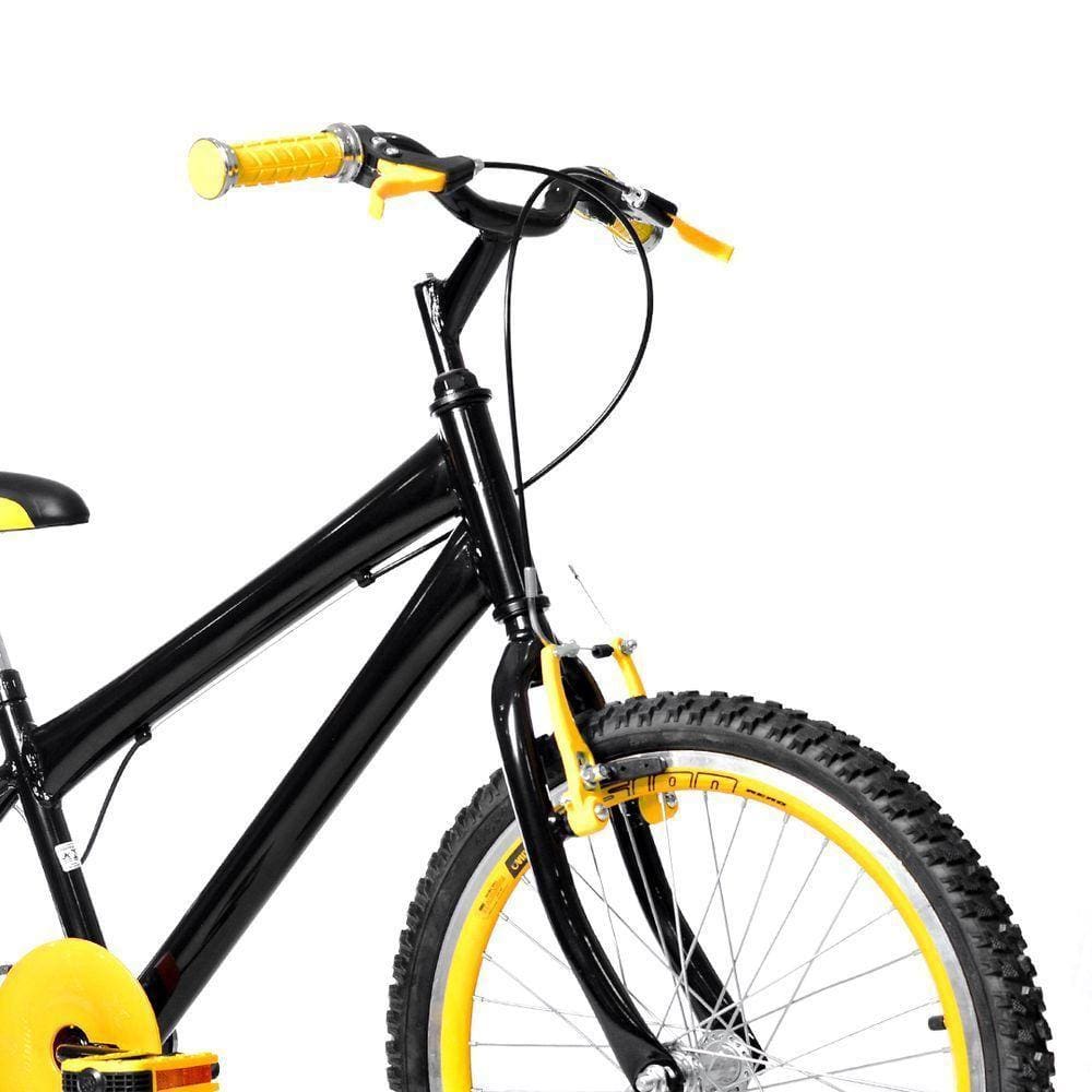 Bicicleta Infantil Aro 20 Aero e Acelerador Preta e Amarela