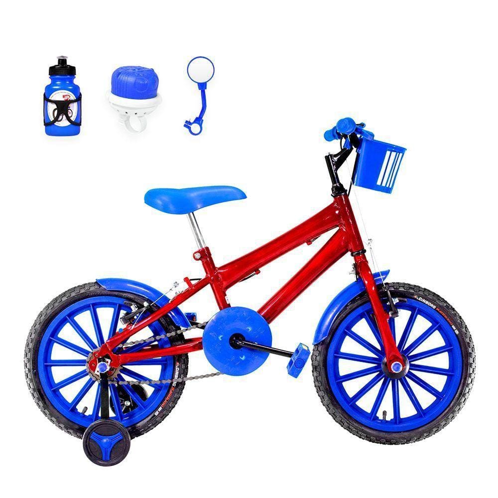 Bicicleta Infantil Aro 16 Nylon Vermelha e Azul
