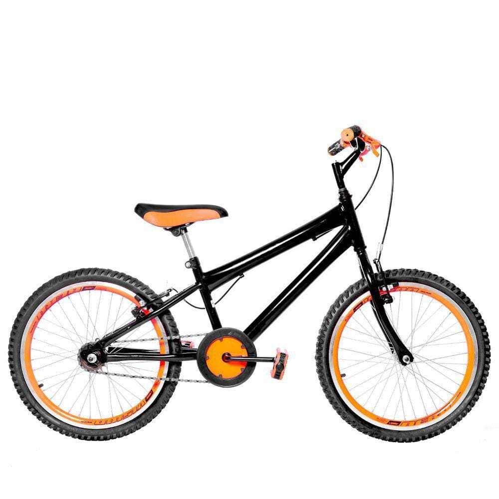Bicicleta Infantil Masculina Aro 20 Aero Preta e Laranja