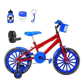 Bicicleta Infantil Aro 16 Nylon e Acelerador Vermelha e Azul