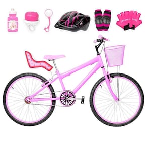 Bicicleta Infantil Feminina Aro 24 Alumínio Kit Premium Rosa